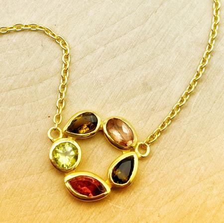 Sterling silver and 18 karat gold vermeil multicolor tourmaline necklace. $380.00
