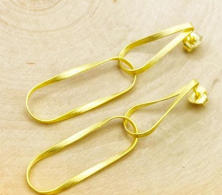 Sterling silver and 18 karat gold vermeil long drop earrings. $185.00
