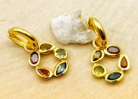 Sterling silver and 18 karat gold vermeil multi-color tourmaline earrings. $610.00