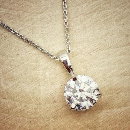 14 karat white gold 1.86 carat lab grown diamond solitaire necklace. VVS2 clarity, D color, Excellent cut grade. $1,860.00