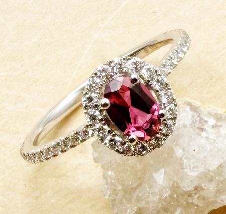 14 karat white gold pink tourmaline and diamond ring. $2360.00