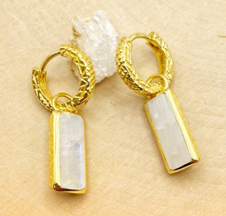 Sterling silver and 18 karat gold vermeil moonstone earrings. $295.00