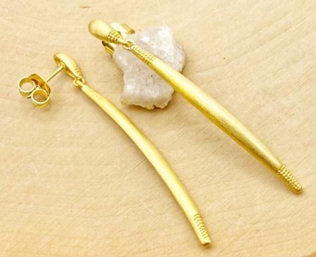 Sterling silver and 18 karat gold vermeil long dangle earrings. $195.00