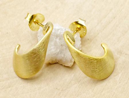 Sterling silver and 18 karat gold vermeil matte finish "J" hoop earrings. $150.00