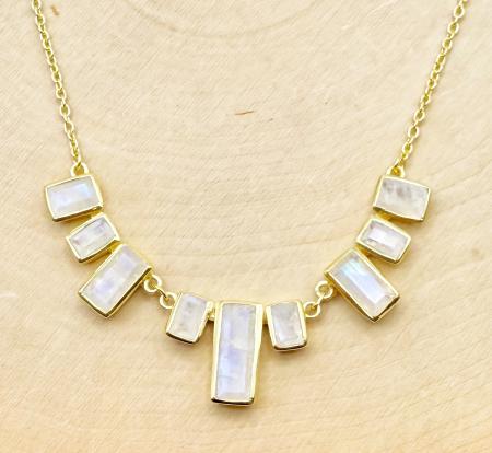 Sterling silver and 18 karat gold vermeil moonstone necklace. $430.00