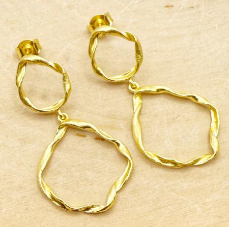 Sterling silver and 18 karat gold vermeil twist dangle earrings. $168.00