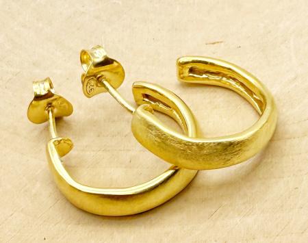 Sterling silver and 18 karat gold vermeil matte finish 3/4 hoop earrings. $195.00
