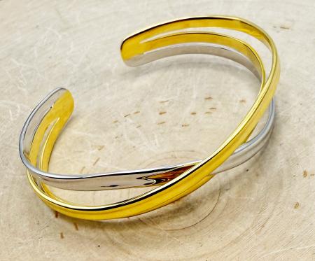 Sterling silver and 18 karat vermeil twist cuff bracelet $$660.00