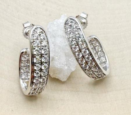 14 karat white gold double row lab grown diamond "J" hoops totaling 1.00 carat. $2,390.00