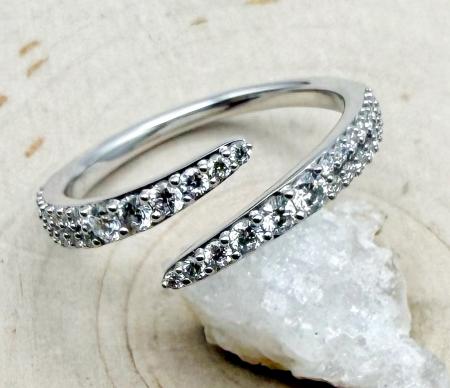 14 karat white gold lab grown diamond bypass ring. $1,425.00