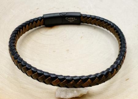 black and brown braided leather bracelet. $85.00