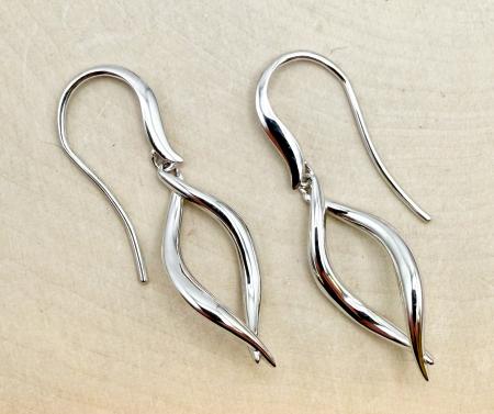 Sterling silver twist marquise earrings. $150.00