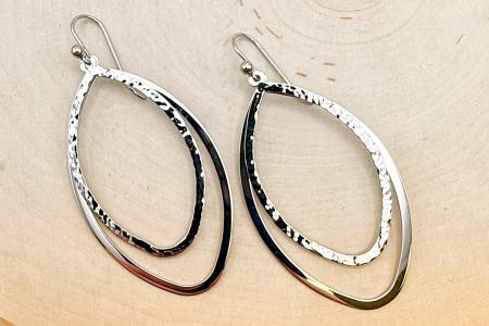 Sterling silver double marquise dangle earrings. $190.00