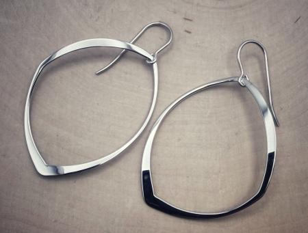 Sterling silver triangle flat drop earrings. $110.00