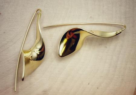 14 karat yellow gold 40mm long twist earrings. 920.00