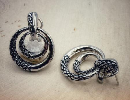 Sterling silver double circle earrings. $275.00