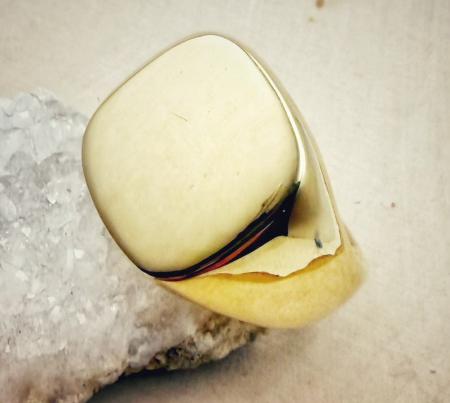 14 karat yellow gold solid signet ring. 16mm top, 20 grams. $3500.00