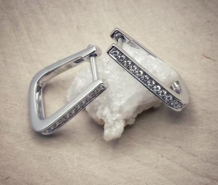 14 karat white gold rectangular diamond hoops. $1740.00